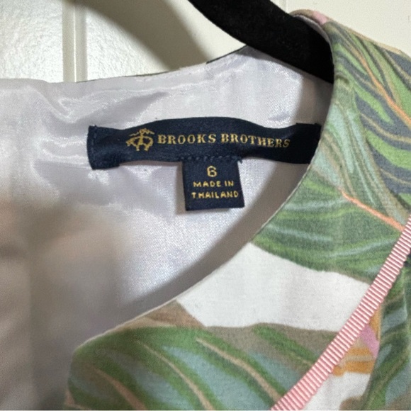 BROOKS BROTHERS Summer Tropical Palms Print Cotton Sheath Dress 6 Impeccable D0 - Picture 4 of 10